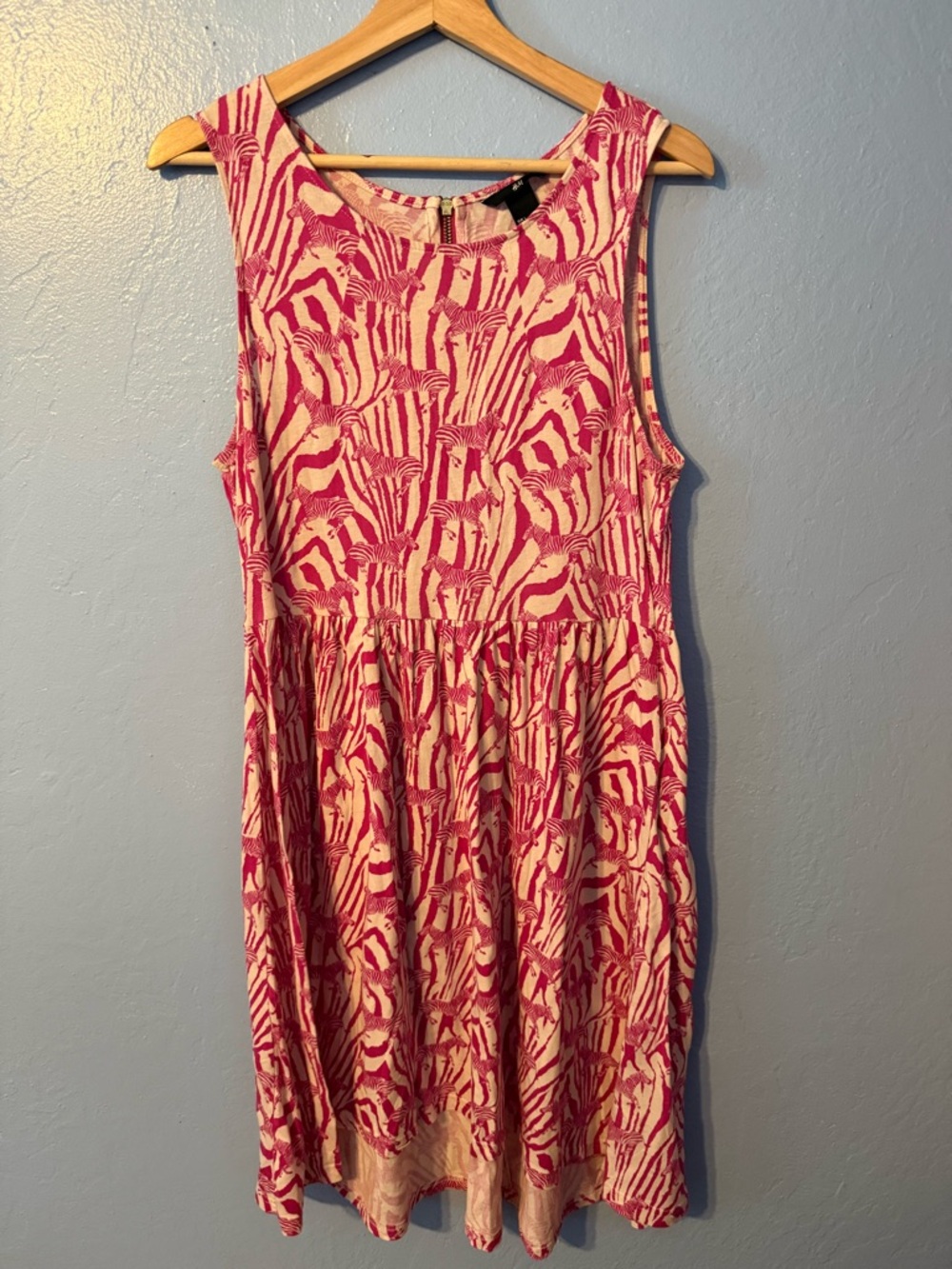 H&M Pink and Cream Printed Sleeveless Mini Dress